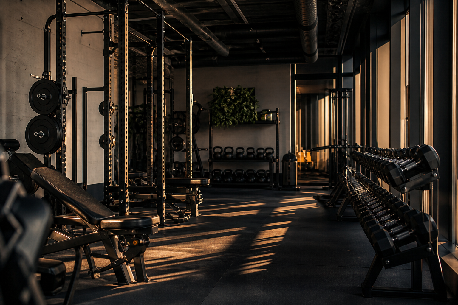 Modernes Fitnessstudio mit Geräten