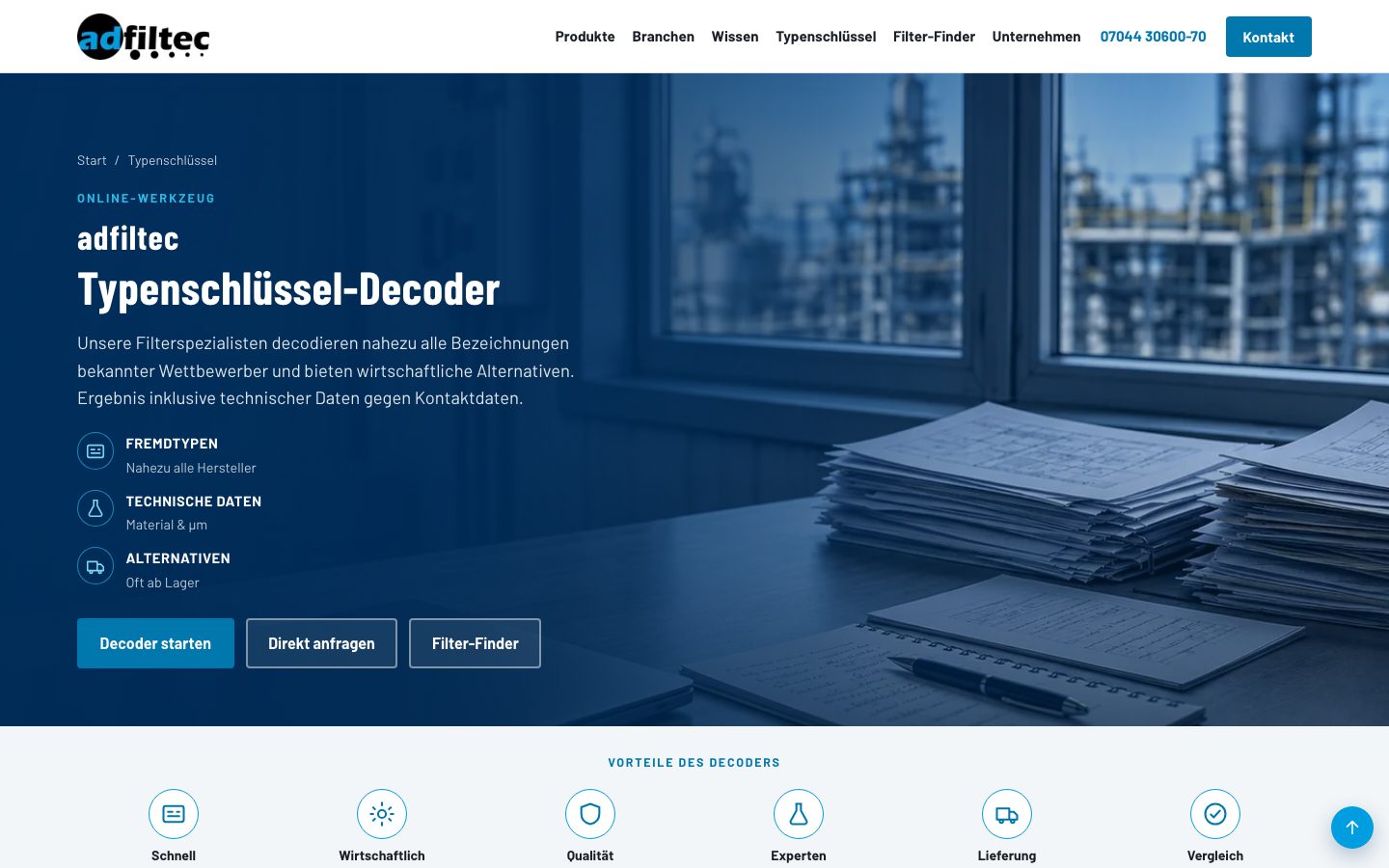 adfiltec Typenschlüssel-Decoder