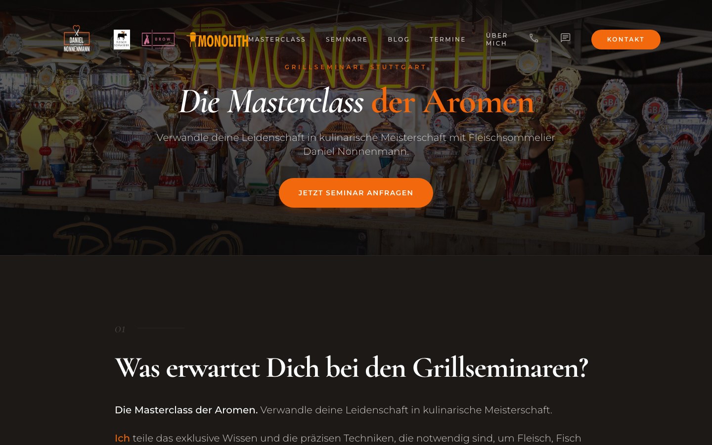Daniel Nonnenmann Seminarseite mit Masterclass der Aromen Headline
