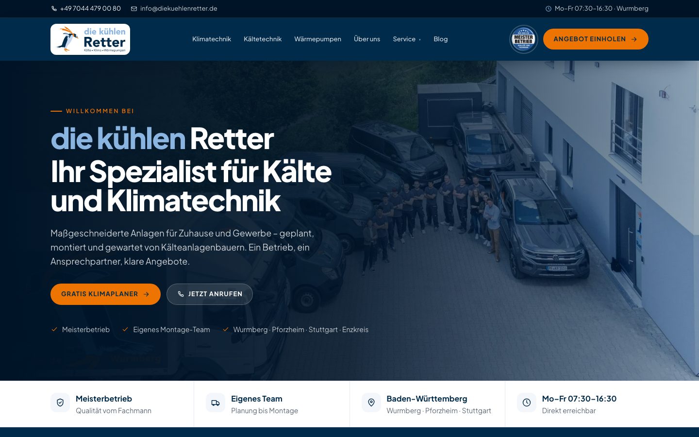 die kühlen Retter Startseite Desktop: Spezialist für Kälte- und Klimatechnik
