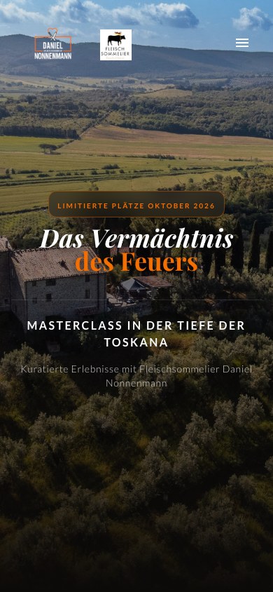 MASTERCLASS Toscana Startseite mobil mit Headline und Limit-Badge