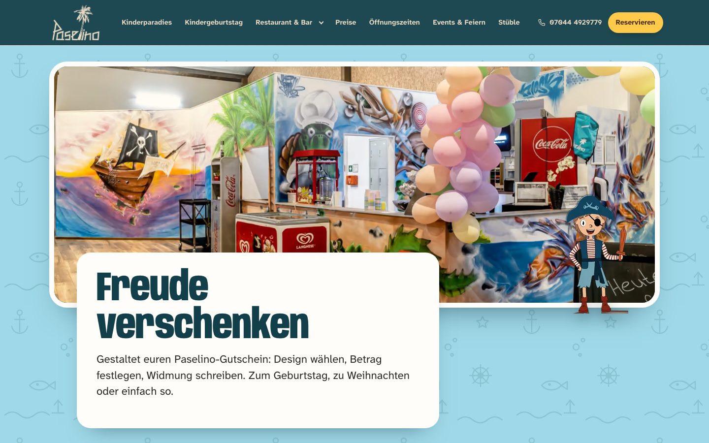 Paselino Gutscheinseite: Gutschein selbst gestalten