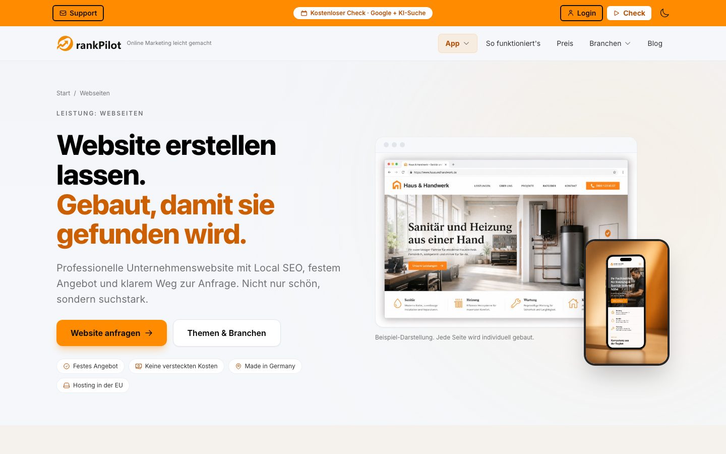 rankpilot.de Bereich Webseiten