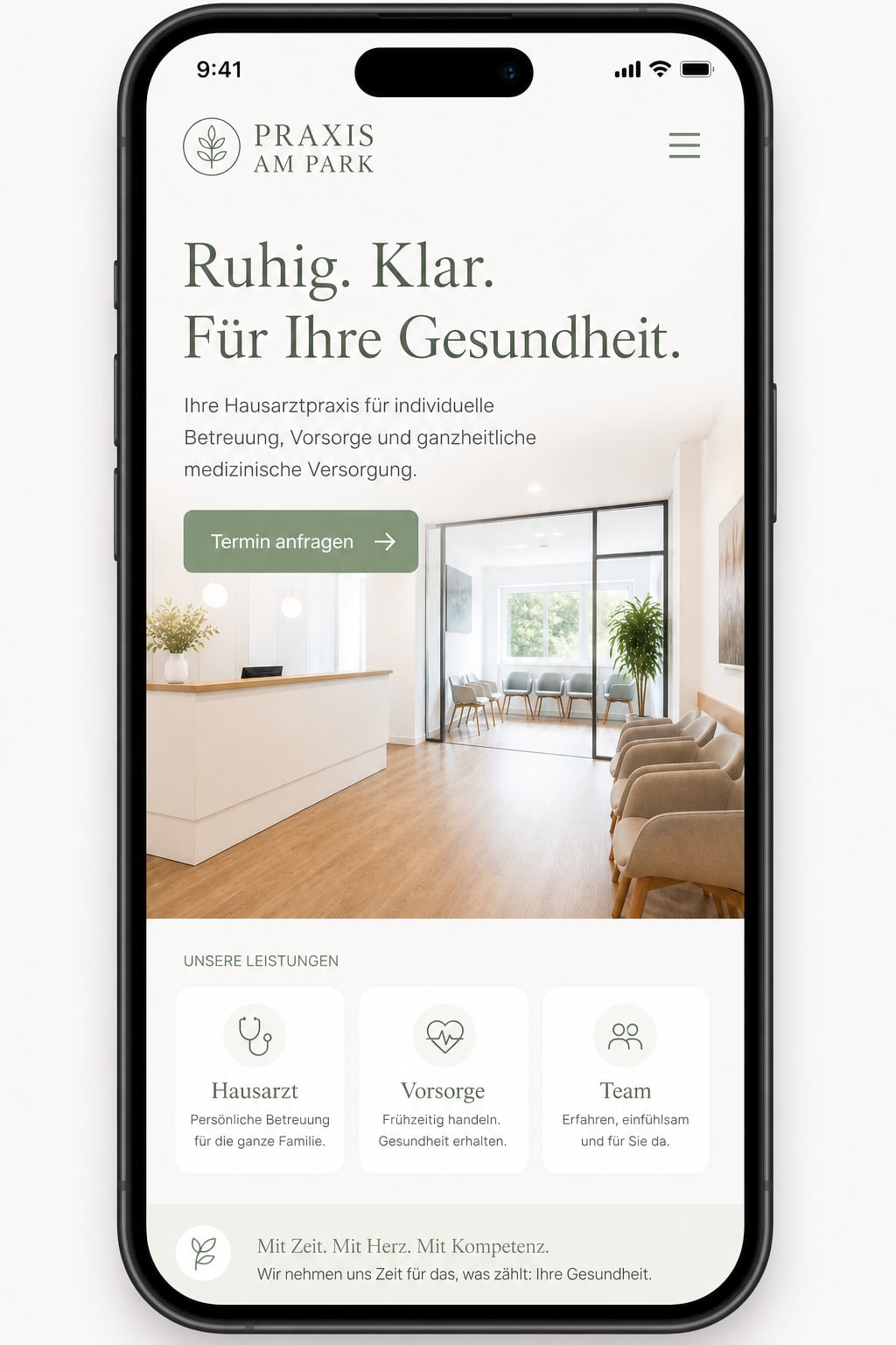 Ärzte & Praxen: Mobile Ansicht derselben Unternehmenswebsite